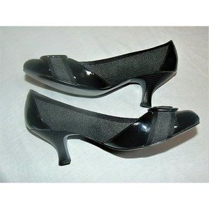 NEW HANNAH COMFORT CINDY BLACK PUMPS 8M LEATHER